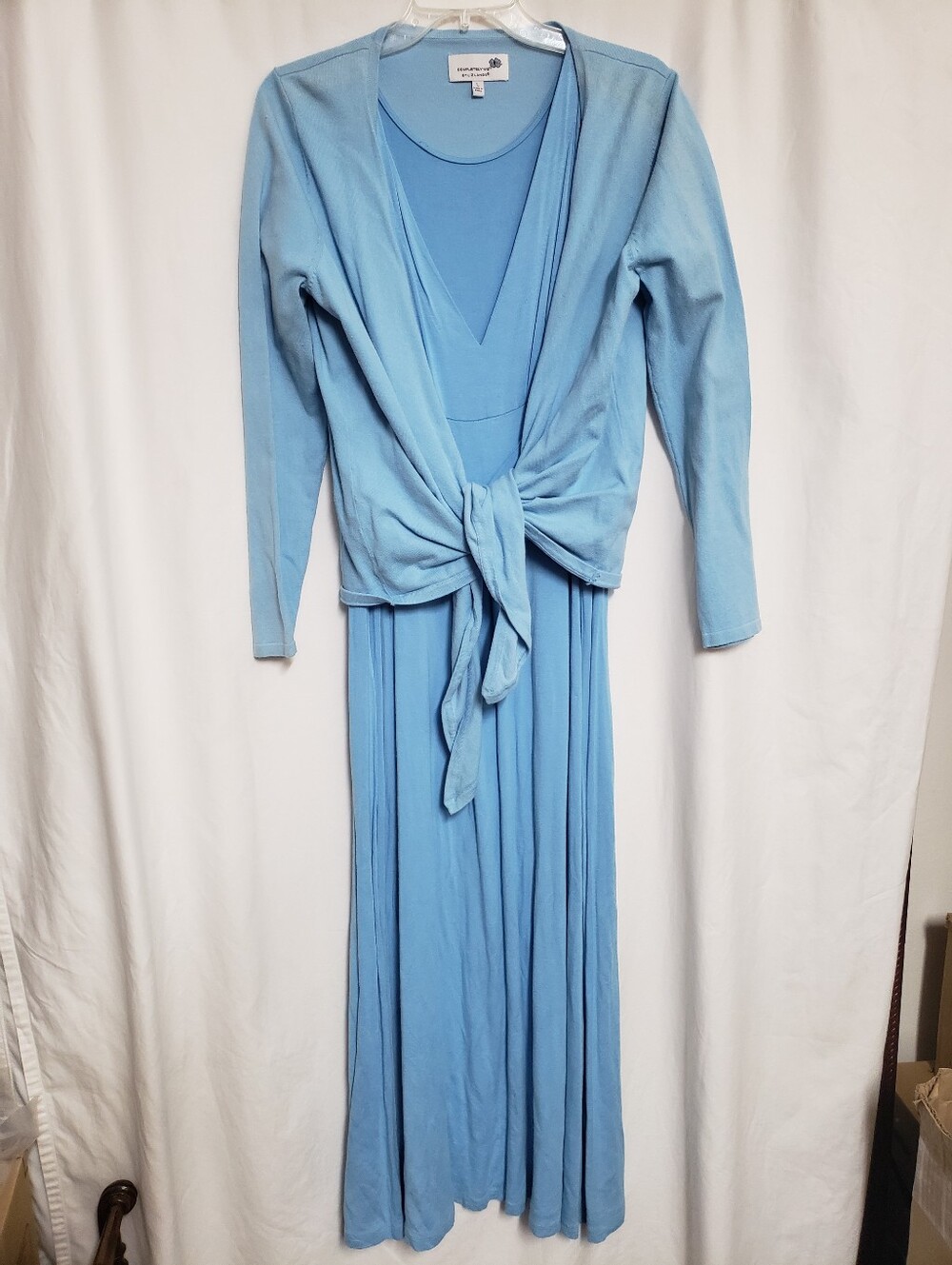 Liz Lange Light Blue Maxi Dress with Tie-Front Cardigan